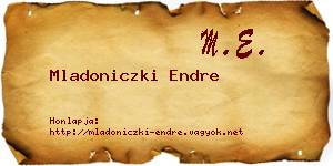 Mladoniczki Endre névjegykártya